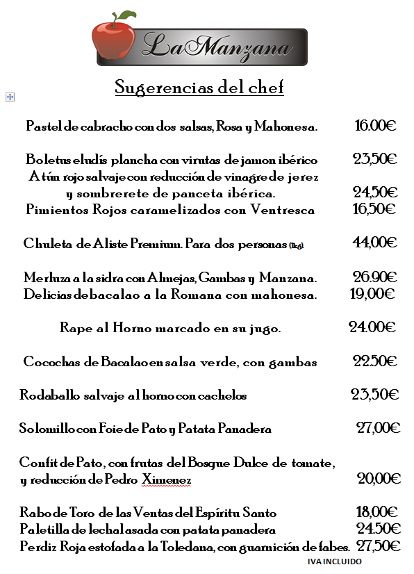 recomendaciones del chef